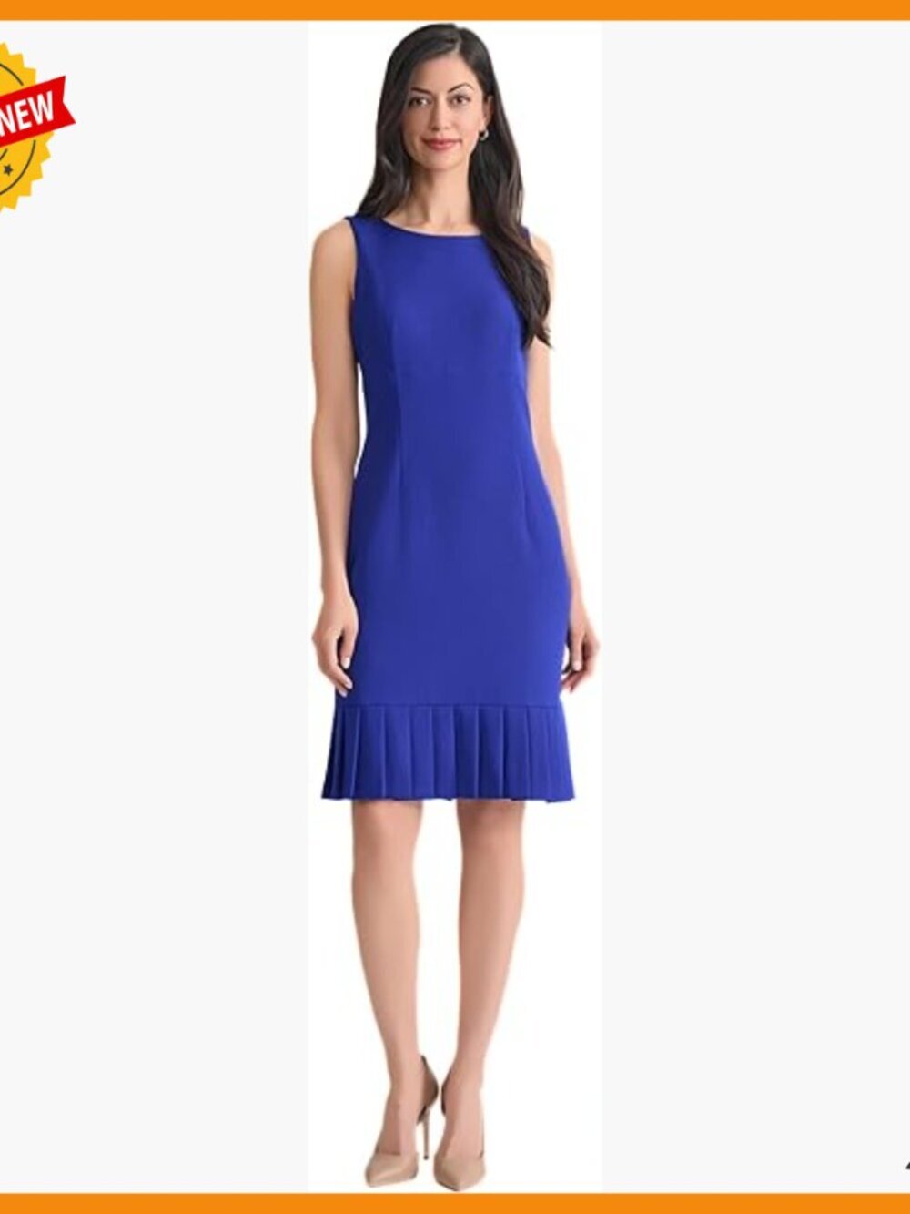 Sleeveless Pleated Sheath Dress, Wrinkle-Resistant Fabric, Work & Event Wear